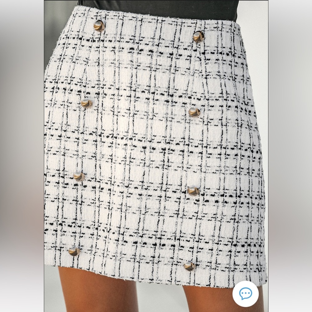 Plaid Tweed Mini Skirt - Picture 3 of 6